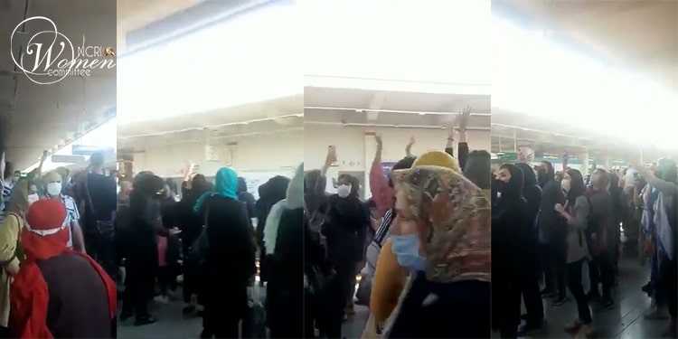  ورددت النساء الشجعان في محطة مترو صادقية في طهران