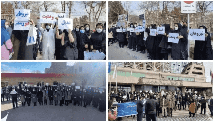 تجمعات احتجاجية  للممرضين والممرضات وكوادر الصحة والعلاج  في 20 مدينة