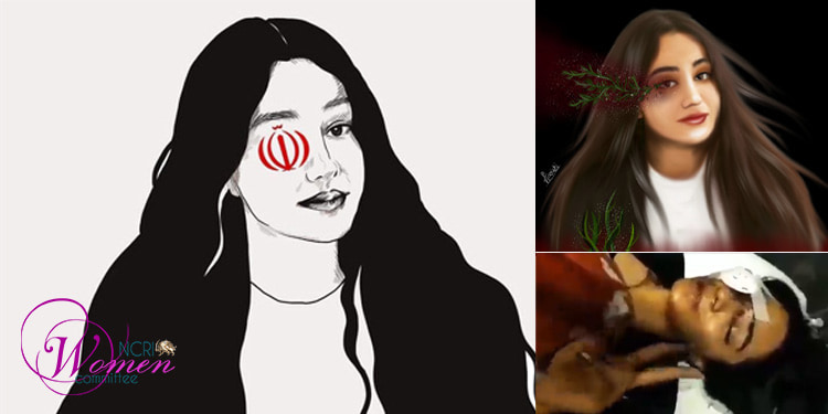 تُظهر الرسومات البيانية لوسائل التواصل الاجتماعي تضامنًا مع غزل رنجكش في أسفل الصورة على اليمين؛ علامة النصر على الرغم من إصابتها بالرصاص في عينها.