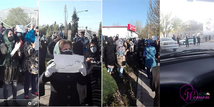 Des femmes manifestant à Karadj et à Ispahan (1ère à droite)