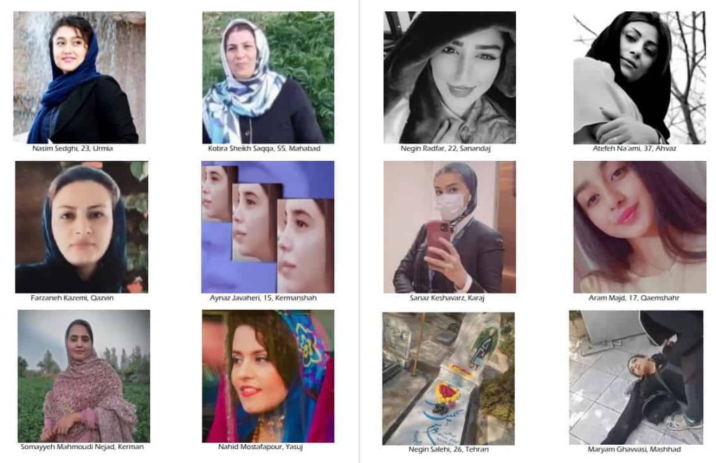 Liste des femmes et jeunes filles tuées en Iran par les forces de sécurité dans le soulèvement en Iran
