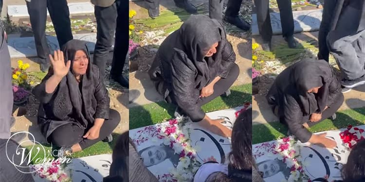 La mère de Ruzbeh Khademian se recueille sur la tombe de son fils à Karaj, affirmant qu'il est courageusement mort pour son pays, l'Iran.